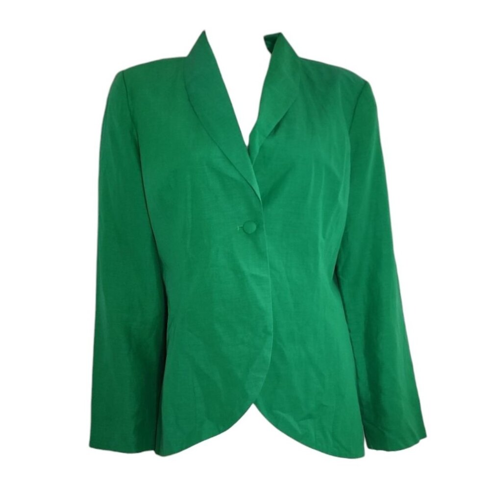 Silk‎ Assets Diane Von Furstenberg Blazer Womens Size L Large Green Linen Blend
